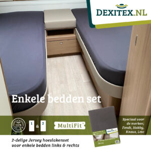 Enkele bedden indeling 2 delig, jersey hoeslakenset